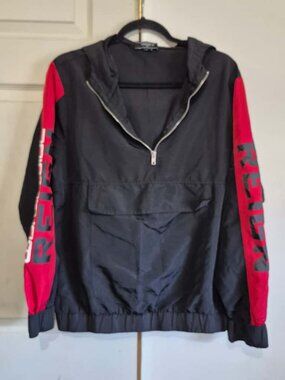 FOREVER 21 Men's Black & Red Pullover Windbreaker Jacket | Size M